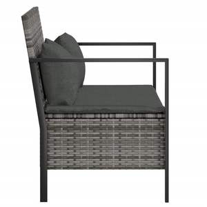 Banc de jardin rectangulaire moyen pour l'extérieur en rotin PE gris, bancs de patio - Product Image 4
