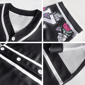 Camiseta de Béisbol Personalizada con Sublimación, Uniforme para Fanáticos del Equipo, Blanca con Franjas Verticales Azules - Product Image 5