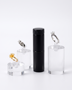 Elegant Modern Transparent Cylinder-Shaped Acrylic Ring Holder Block Stylish for Display Solution for Jewelry Organization - Product Image 1