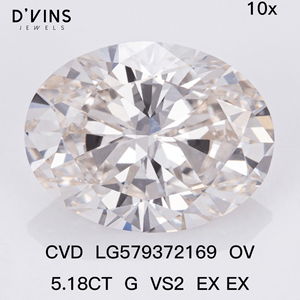 D'vins Jewels เพชรสังเคราะห์5.18 CT g VS2เจียระไนทรงรีเติมเต็มผ่านการรับรองสำหรับการทำเครื่องประดับ - Product Image 2