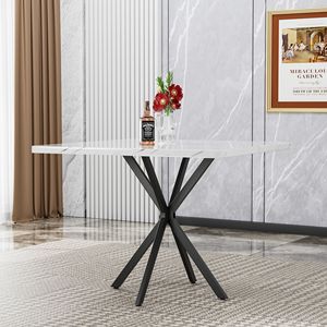 Mid Century Modern <b>Square</b> Dining <b>Table</b> for 4-6 People <b>Kitchen</b> Dining Room or Office Multifunctional Coffee <b>Table</b> - Product Image 3