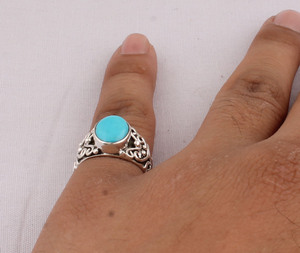 Wholesale Natural <b>Turquoise</b> <b>Ring</b> 925 Sterling Silver Vintage Statement <b>Rings</b> Semi Precious Gemstone Jewelry for Women 2026 Trend - Product Image 4
