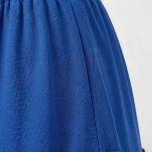 Mini-jupe en mousseline de soie bleue pour femme, taille élastique, volants, style évasé, tenue estivale élégante - Product Image 5