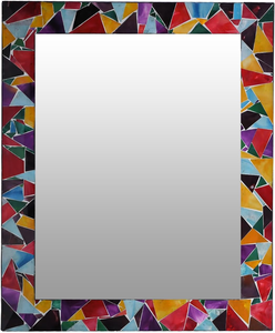 Espejo Rectangular de Mosaico Geométrico Colorido, Espejo Decorativo Hecho a Mano con Marco de Azulejos de Vidrio Multicolor para un Estilo Moderno - Product Image 3