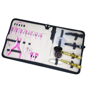 Kit d'outils professionnels de haute qualité en acier inoxydable pour extensions de cheveux, pince à sertir à 2 trous, 12 pinces à cheveux, outil de séparation mini - Product Image 1