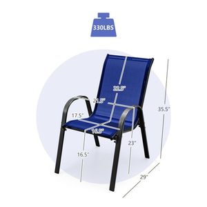 Navy 2-Pack <b>Stackable</b> Patio <b>Dining</b> <b>Chairs</b> Ergonomic Steel Frame with 330 LBS Capacity Breathable Fabric Outdoor <b>Chairs</b> - Product Image 3