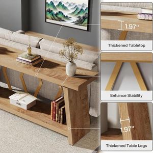 2 Tier Narrow Console Table for Living Room Elegant Sofa Table - Product Image 3