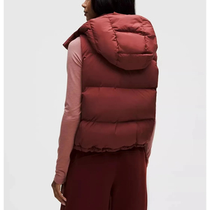 OEM Custom Fashionable Women's Puffer Vest Hooded Short <b>Cropped</b> Thick Padded <b>Body</b> <b>Warmer</b> Casual Winter Outerwear Wholesale - Product Image 2