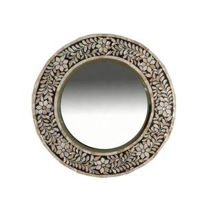 Top Selling Hand Made Mosaic <b>Tile</b> Round Vanity Wall <b>Mirror</b> Luxury Botanical Art Round Mother Of Pearl <b>Mirror</b> Wholesale - Product Image 2