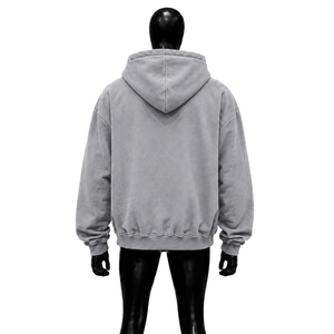 PREMIUM QUALITY GREY OVERSIZED <b>ZIP</b> <b>UP</b> HOODIE WITH UTILITY POCKETS Casual Cotton French Terry HEAVYWEIGHT OVERSIZED HOODIE Autumn - Product Image 2