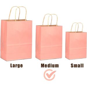 Confezione da 32 Sacchetti Regalo in Carta Rosa Brillante di Medie Dimensioni con Manici 19,3x12x26,7 cm, Multiuso per Bomboniere - Product Image 1