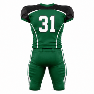 Ensemble d'uniformes de football américain personnalisés vert émeraude et charbon, maillot en mesh respirant, pantalon rembourré, vêtements de sport d'équipe - Product Image 1