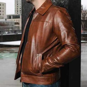 New Look 2025 Winter Season Fashion Men's Genuine Vintage Sheep Skin Collarless Motorcycle <b>Jacket</b> Classic Design Side Pockets - Product Image 3