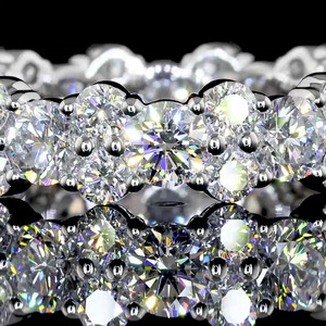 แหวนเพชรทรงกลมเพาะเลี้ยงในห้องปฏิบัติการ ประดับเพชรแบบ Eternity Band ตัวเรือนชุบโรเดียม ทอง 10K 14K 18K เงิน 925 935 ของขวัญสำหรับงานหมั้น - Product Image 2