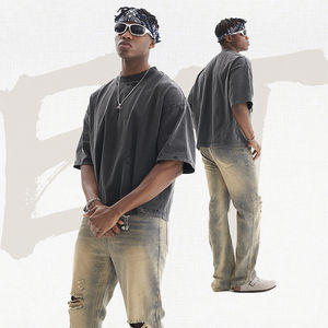 Chemises unies oversize style ODM HSI, vente en gros, vêtements décontractés, t-shirts déchirés pour hommes, fabriqués au Pakistan, séchage rapide, 100% coton - Product Image 6