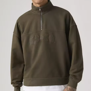 Sweat-shirt pour homme à col zippé 1/4 avec logo personnalisé de haute qualité, impression brodée, options multicolores, style décontracté, en polaire - Product Image 1