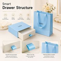 Ensemble d'emballages de bijoux personnalisés avec boîte coulissante et sac en papier avec ruban pour les acheteurs en gros et les importateurs de boutiques