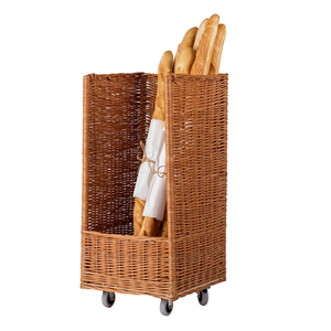 Wholesale Rattan <b>Basket</b> With Wheels, Heavy Duty Hand-Woven Commercial Bread Display <b>Basket</b> For Bakery & Supermarket From Vietnam - Product Image 5