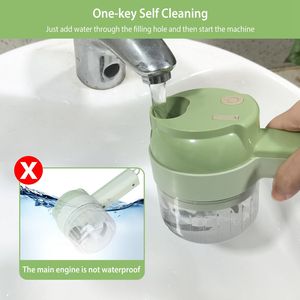 Mini tritatutto elettrico 4-in-1 in acciaio inossidabile per frutta a base di carne all'aglio con una chiave autopulente mangime a lungo - Product Image 5