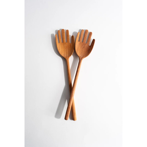Ensemble de cuillères et fourchettes à salade en bois d'acacia artisanal, écologiques et durables, pour mélanger et servir, ustensiles de cuisine - Product Image 5