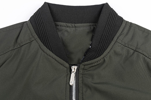 <b>Men's</b> <b>Khaki</b> Bomber Jacket Stand Collar Zipper Front Logo Casual Windproof Slim Fit Autumn Wear - Product Image 5