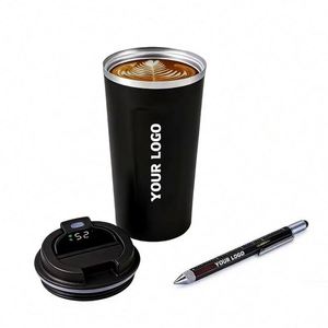 Portable Logo Cup <b>Smart</b> Temperature Display Promo Business Gift Stainless Steel Mug Coffee Tumbler Vacuum Flasks - Product Image 1