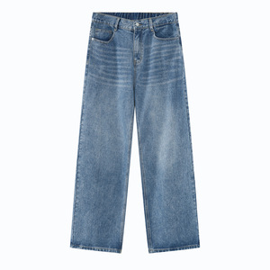 Custom <b>Men</b> Outfit Baggy Fit Dark Blue <b>Jeans</b> Pants Wholesale Custom Washed <b>Jeans</b> for <b>Men</b> Street Wear Hip Hop Raw Hem <b>Jeans</b> Baggy - Product Image 5