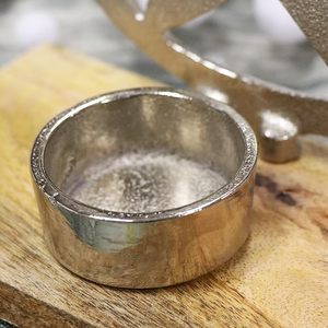 Aluminum Star <b>Tea</b> <b>Light</b> Holder with Silver Star Motif <b>Christmas</b> Candle Holder with Wooden Base <b>Christmas</b> Decoration Star - Product Image 4