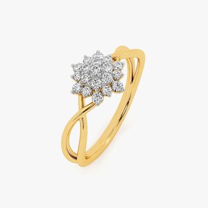 Yellow Gold Floral Cluster Lab Grown <b>Diamond</b> Infinity <b>Ring</b> - Product Image 2