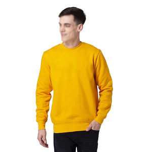 เสื้อสเวตเชิ้ตคอกลมสีเหลืองสำหรับผู้ชาย ผ้าฝ้ายถัก 100% สีพื้น ทรงปกติ สวมใส่สบายๆ สำหรับฤดูใบไม้ร่วง - Product Image 1