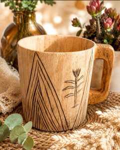 Taza de Madera de Arce Pulida Hecha a Mano, Ecológica, Gruesa, Duradera, de Larga Duración, con Forma Moderna y Única, Logotipo Personalizado, para Bebidas Calientes - Product Image 1