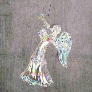 Vente chaude Décoration de Noël et du Nouvel An Boule acrylique scintillante plaquée argent clair avec flocons scintillants Ballerine 3D Ange Fée Ours Ornement - Product Image 4