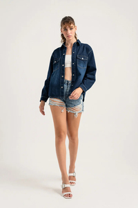Latest Women's Stonewashed <b>Denim</b> <b>Jacket</b> Full Sleeve Button Closure Turn-down Collar Casual Vintage Style Regular Fit All Season - Product Image 3