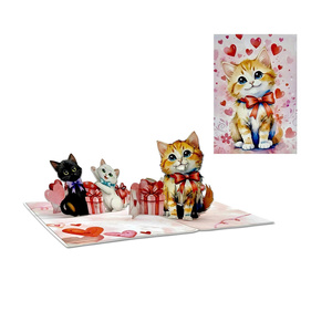 Tarjeta Pop-Up 3D Hecha a Mano, Diseño Personalizado, Regalo de Amor para Gatos, Tarjeta de Felicitación de San Valentín, Papel 130x180mm, Superventas, Tendencia - Product Image 5