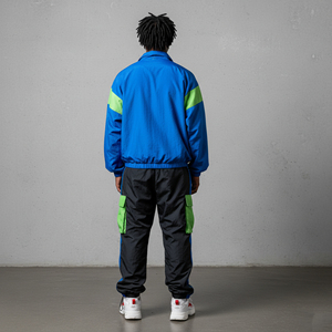 Ensemble 2 pièces homme : veste et jogging personnalisés, coupe-vent et imperméable, style streetwear, color block, 100% nylon, pour usage quotidien décontracté. - Product Image 2