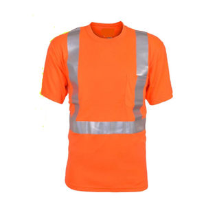 <b>Hi</b> <b>Vis</b> Yellow Safety <b>T</b>-<b>Shirt</b> Men's High Visibility Workwear Polyester Reflective Stripes for Construction Industrial Use - Product Image 6