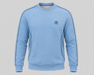 เสื้อสเวตเชิ้ตคอกลมสีฟ้าอ่อนสำหรับผู้ชาย Warpro ทรงปกติ ผ้าถักเนื้อฝ้าย สวมใส่สบายๆ สำหรับฤดูใบไม้ร่วง - Product Image 1