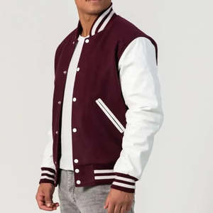 Custom Men's Eco-Friendly High Street <b>Retro</b> Satin Varsity <b>Jacket</b> <b>Leather</b> Chest Patch Striped Cuffs Embroidered Letterman Bomber - Product Image 4