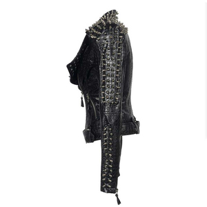 Veste de moto respirante en cuir clouté personnalisée pour femme, style rock, veste de combat pour homme, vêtements de fête pour femme - Product Image 4