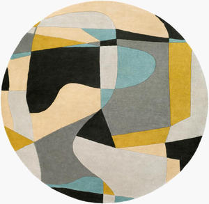 Modern Abstract Geometric Wool Area Rug Hand Tufted Carved Indoor Carpet Contemporary Living Room Floor Decor Design 0.86 Inch - Product Image 2