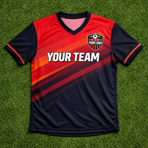 ผู้ผลิตเสื้อฟุตบอลแบบ OEM ตามสั่ง ไซส์ใหญ่ แห้งเร็ว ระบายอากาศได้ดี ผ้าโพลีเอสเตอร์ 100% พิมพ์ลายชื่อผู้เล่น - Product Image 1