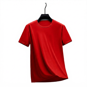 Men's Gray Short Sleeve O-Neck T-Shirt Slim Fit Casual Print 100% Polyester Breathable Jersey <b>Knitted</b> Fabric - Product Image 4