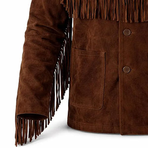 <b>Men's</b> Brown <b>Suede</b> Fringe <b>Jacket</b> Turn-down Collar Single Breasted Regular Sleeve Autumn Wear Solid Color Casual Style - Product Image 5