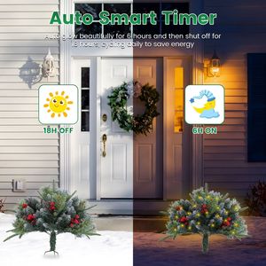 2 Pezzi Albero di Natale Artificiale Illuminato a LED, Decorazione per Vasi, Alberi Natalizi Luminosi per Interni/Esterni - Product Image 5