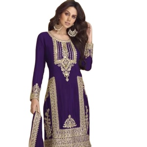 2024ชุดสูทงานปักผ้า Georgette salwar ด้านหน้าหลายรหัสและเย็บปักถักร้อยขนาดพิเศษ - Product Image 1