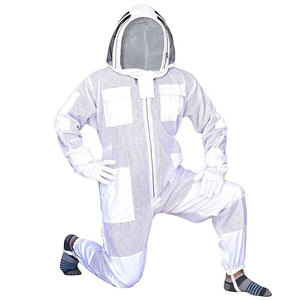 SALVA LEATHER Full Body Beekeeping <b>Suit</b> with Ventilated Hood White Four Seasons Use Casual Style Protective Clothing - Product Image 1