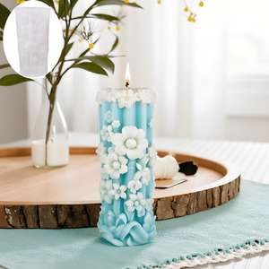 Embossed Bouquet Cylindrical Flower Aromatherapy Candle Baking Decoration Gypsum Candle Silicone Mold - Product Image 2
