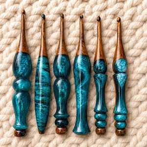 High Quality Hot Sale Handcrafted Wood Resin Mix <b>Crochet</b> <b>Hook</b> Ergonomic Soft Handle Fashion Custom Length Knitting Needlework - Product Image 6