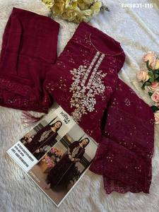 Conjunto de Salwar-Kameez y Dupatta de Georgette Sintética de Alta Calidad con Bordado, en Colores Impresionantes, Proveedor de Ropa Étnica de Surat - Product Image 5