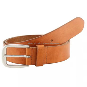 Ceinture en cuir véritable de haute qualité, couleur tan naturel, pour homme, style décontracté, pour jeans, toutes tailles sur mesure et boucle en laiton. - Product Image 4